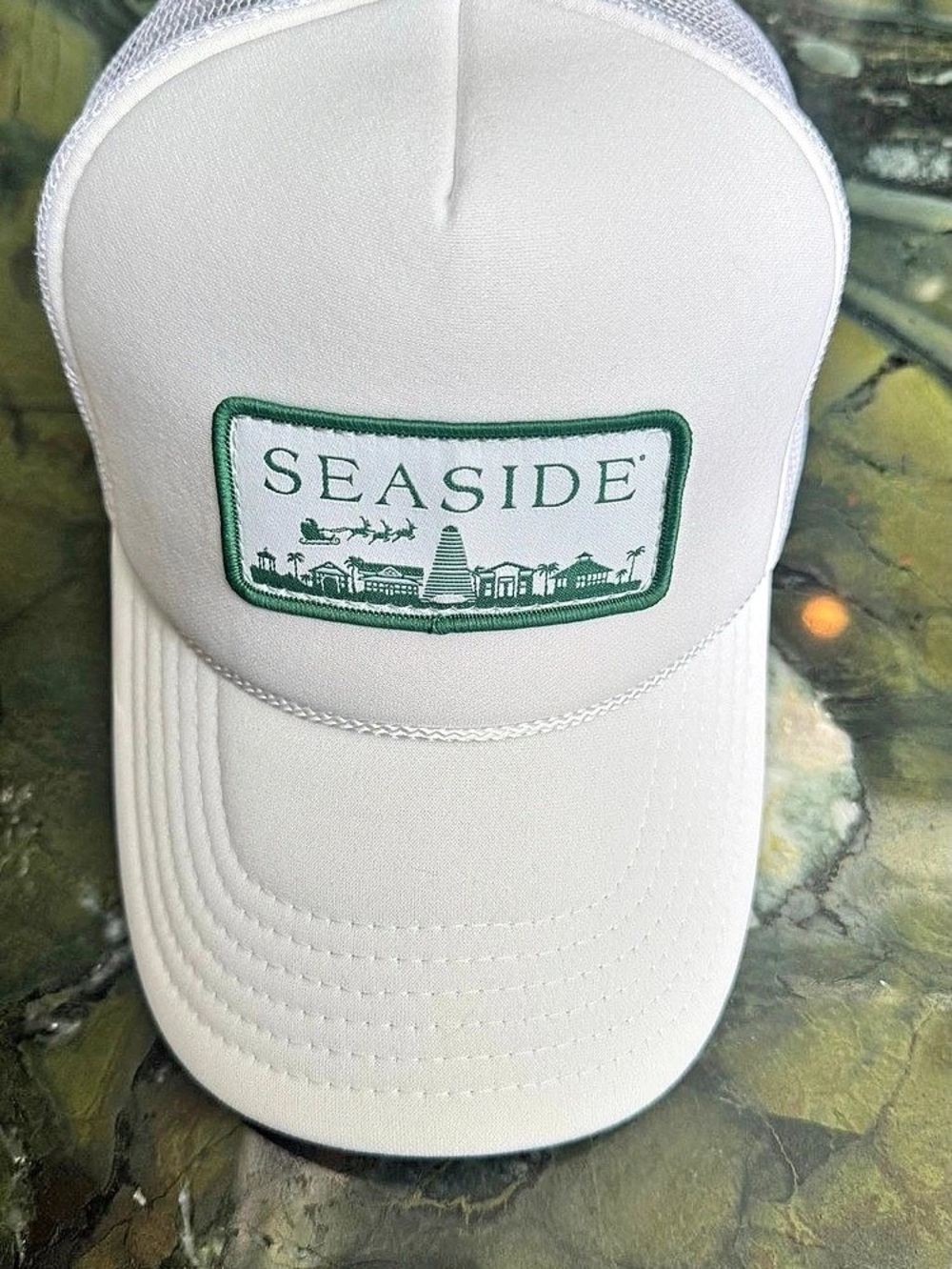 Seaside Trucker Hat in White Like New